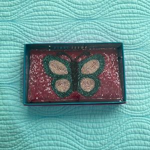 First Issue A Liz Claiborne beaded butterfly zipper pouch